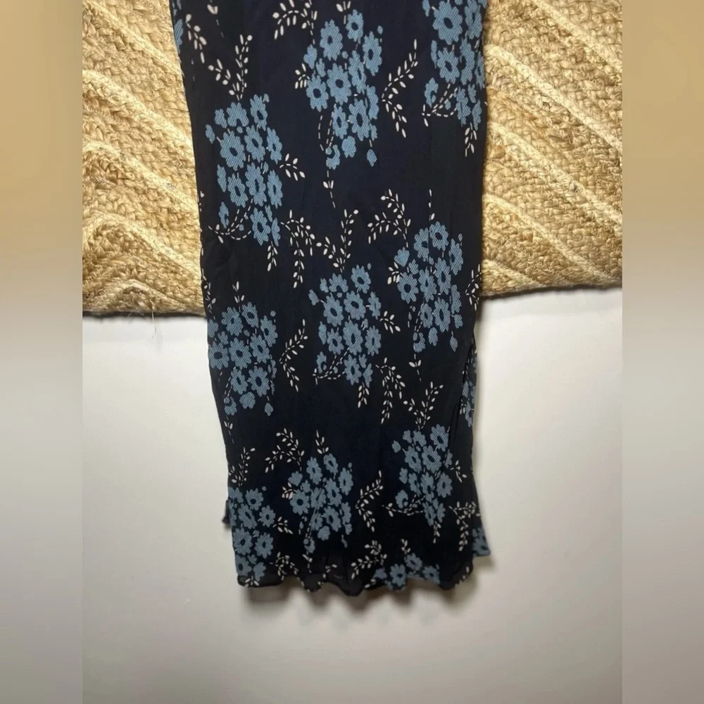 Free People Black Maxi Dress with Blue Floral Print
